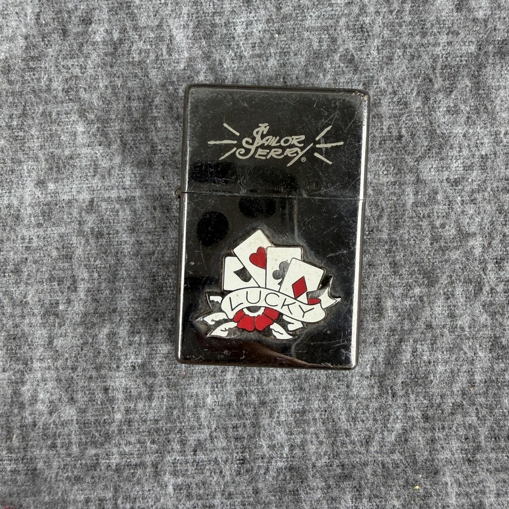 Sailor Jerry Lucky Cards Casino Flip Top Lighter 2007 Limited Edition Black